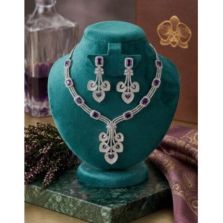 Contemporary Silver-Tone Stone Necklace